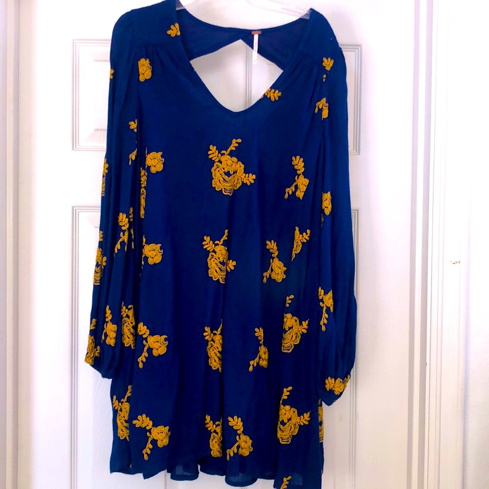 Free People Emma Dress Blue/Gold - XS